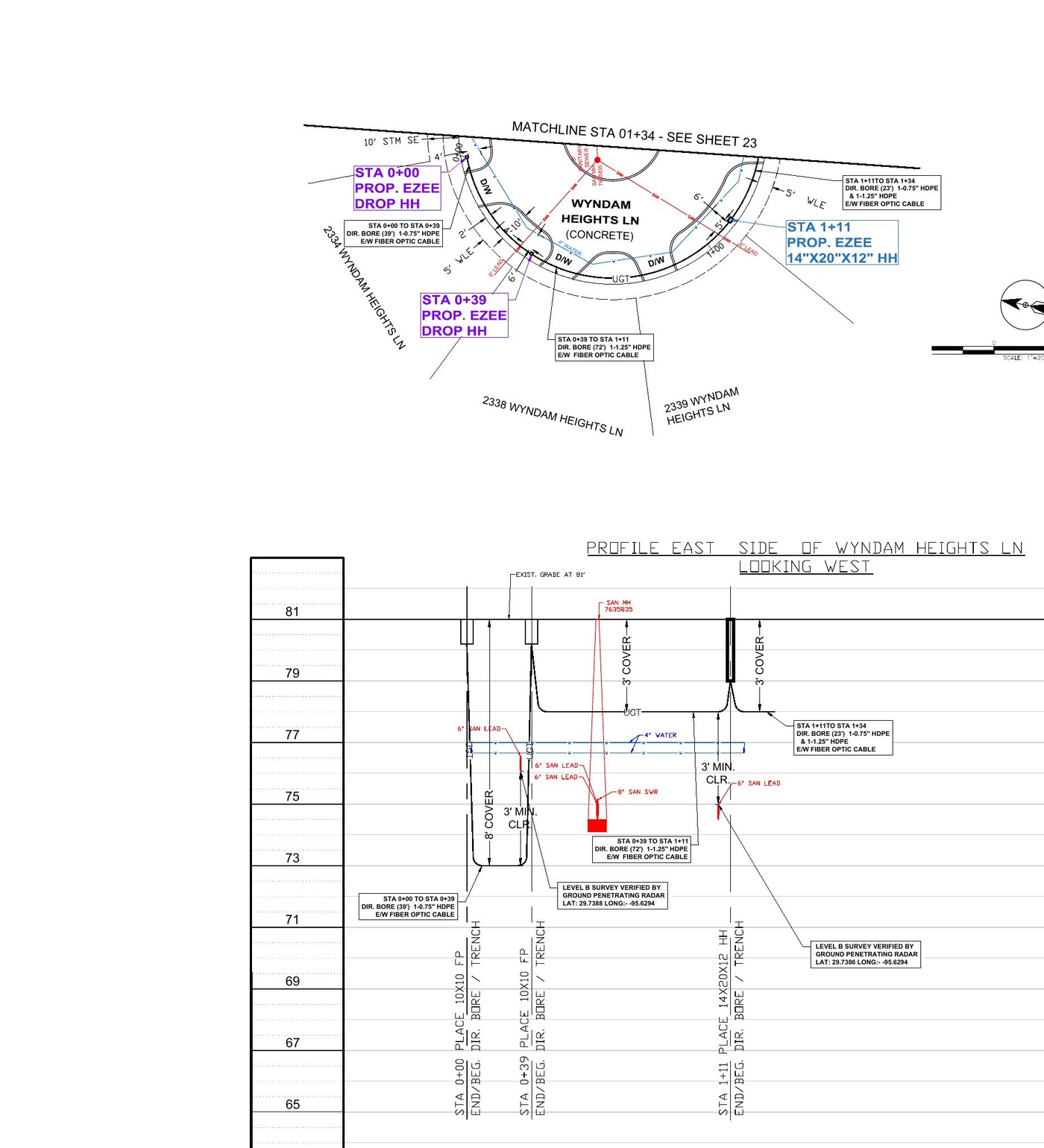 Plan and profile sample layout